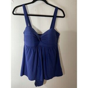 Athena Women's Royal Blue 1 Piece Bathing Suit Swim Wear Dress Size 34D